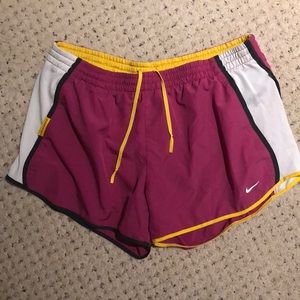 purple/yellow nike shorts